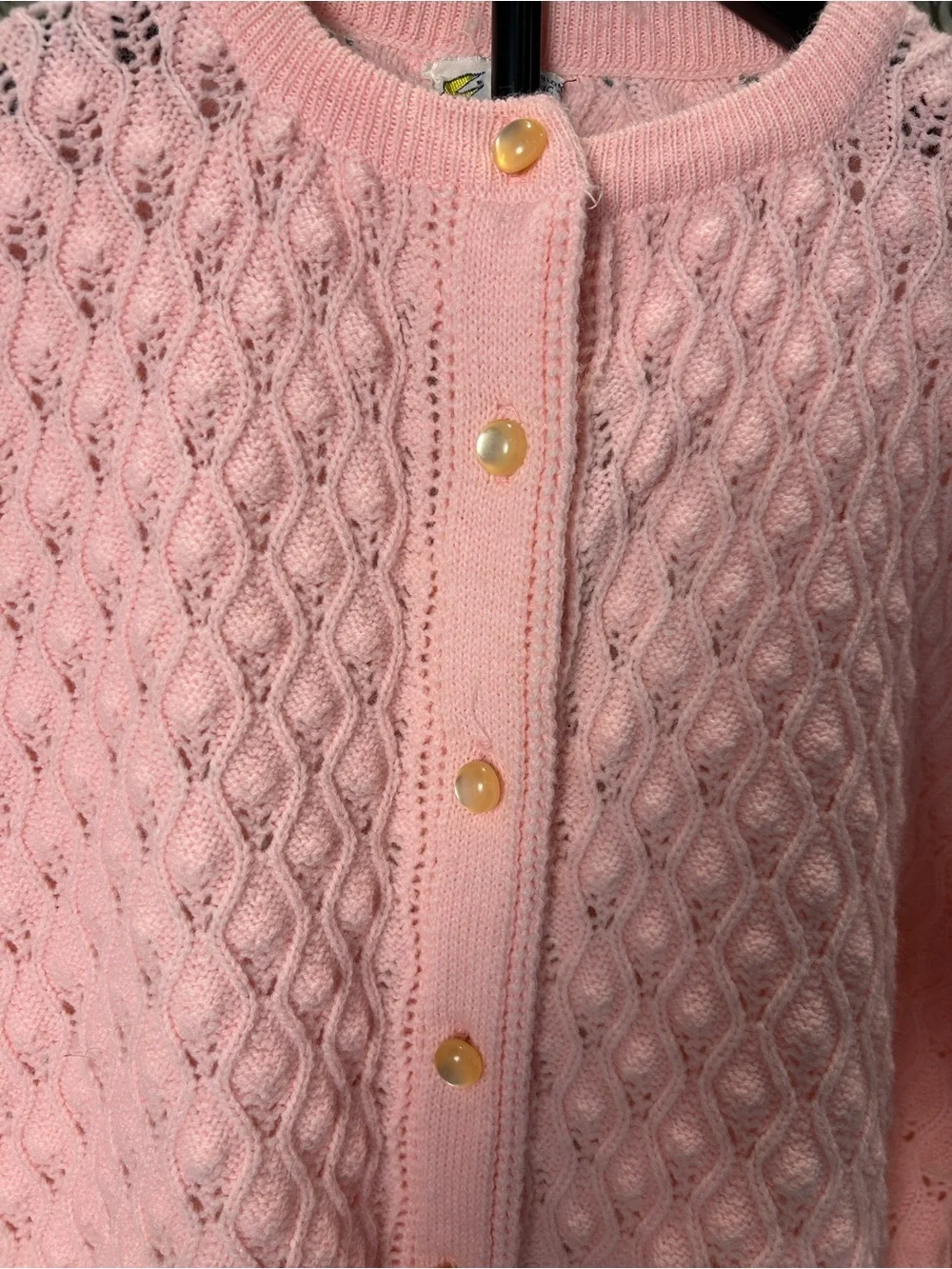 Light Pink Knit Button-Front Cardigan Sweater